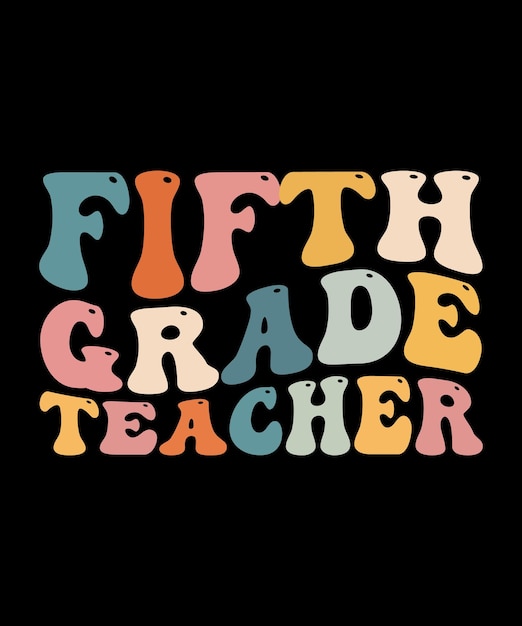 T-shirt retrô groovy professora de quinta série professora de volta às aulas da 5ª série