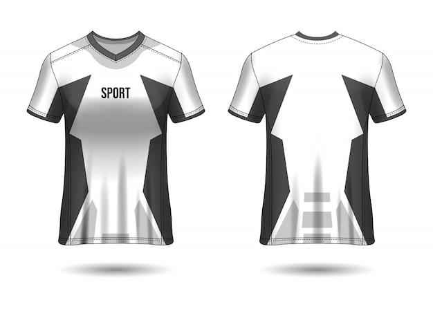 T-shirt sport design. maquete de camisa de futebol para clube de futebol. vista frontal e traseira uniforme. design de modelo. modelo jersey realista