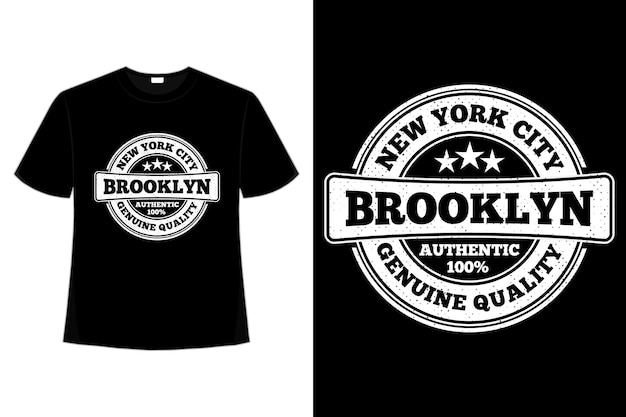 T-shirt tipografia brooklyn new york qualidade vintage style