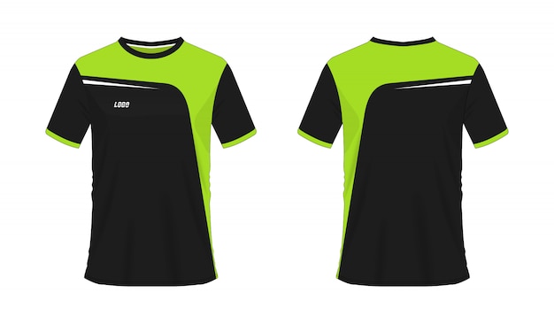 Vetor t-shirt verde e preto modelo de futebol ou futebol para clube de equipe em fundo branco. esporte de jersey,