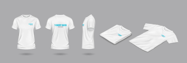 T-shirts brancos de maquete com ilustrações realistas