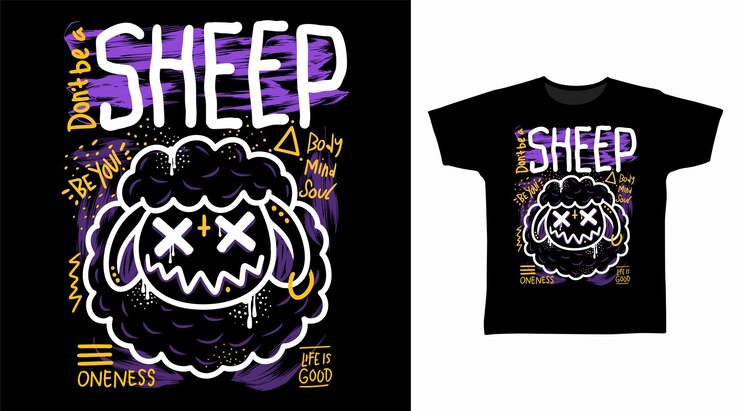 Vetor t-shirts de graffiti de ovelhas designs de moda de arte