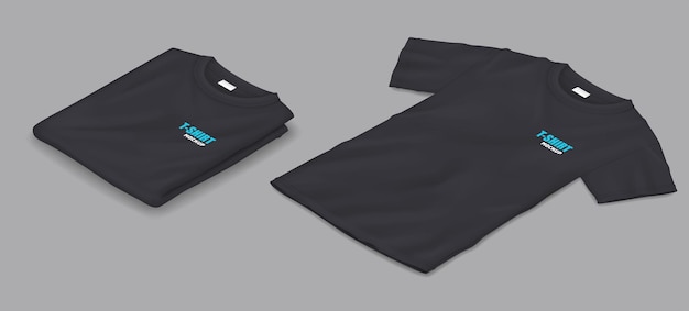 T-shirts masculinos de maquete preta conjunto de ilustrações vetoriais