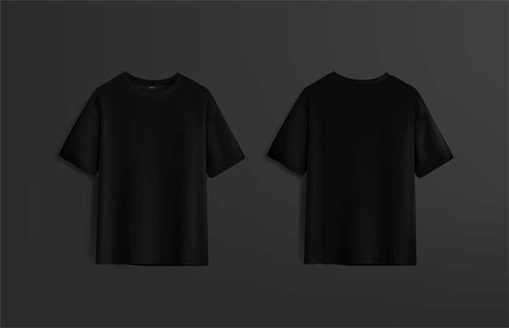 Vetor t-shirts pretas com cópia para marca e marketing