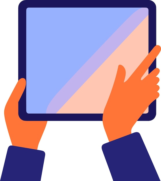 tablet de mão no estilo plano da UX UI isolado no fundo