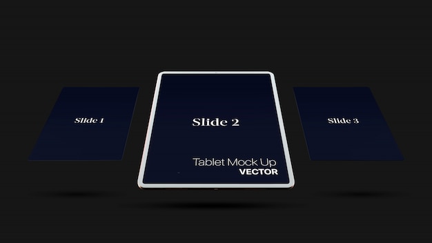 Vetor tablet digital escuro simulado isolado no fundo preto. maquete de tablet moderno
