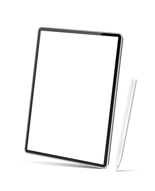 Tablet digital realista com caneta branca