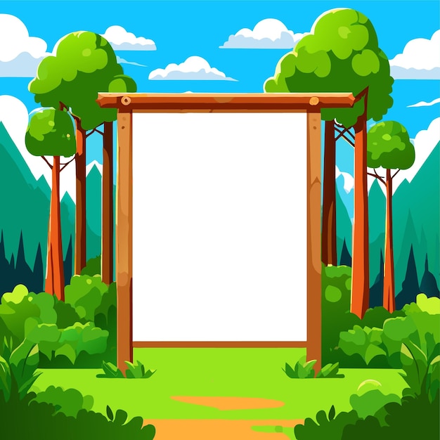 Vetor tabuleiro de banner vazio em ilustração vetorial de paisagem de parque natural