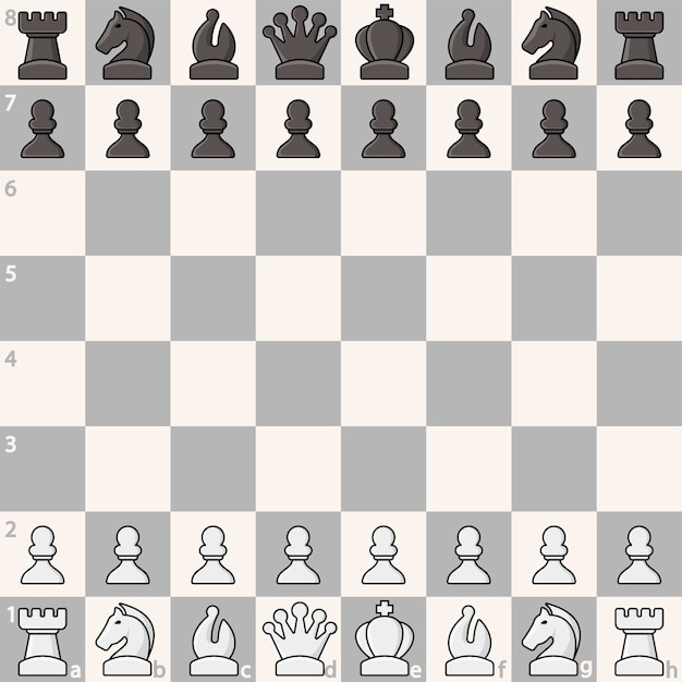 Tabuleiro de xadrez com peças de xadrez peças de xadrez em estilo 3d ilustração vetorial