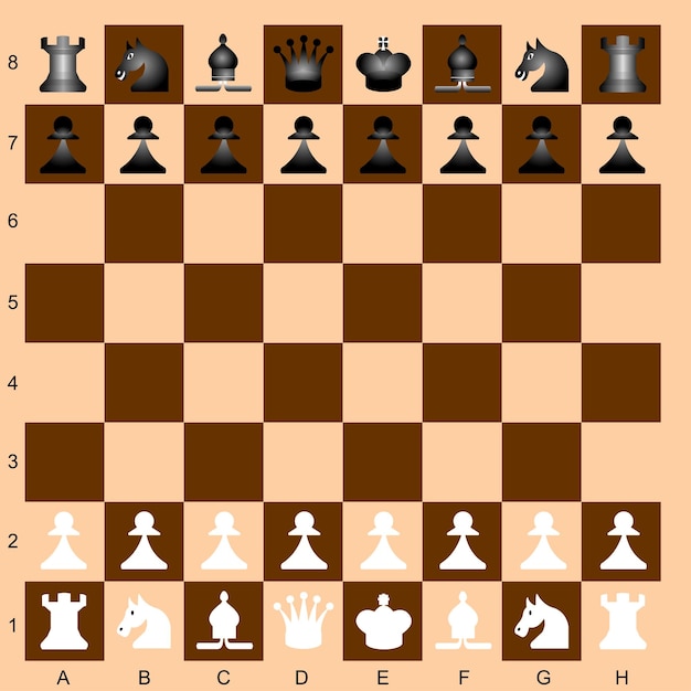 Tabuleiro de xadrez com peças vista superior isolada ilustração vetorial