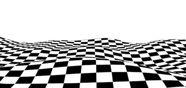 Tabuleiro de xadrez ondulado conceito de tabuleiro de xadrez efeito de distorção de onda ilustração vetorial