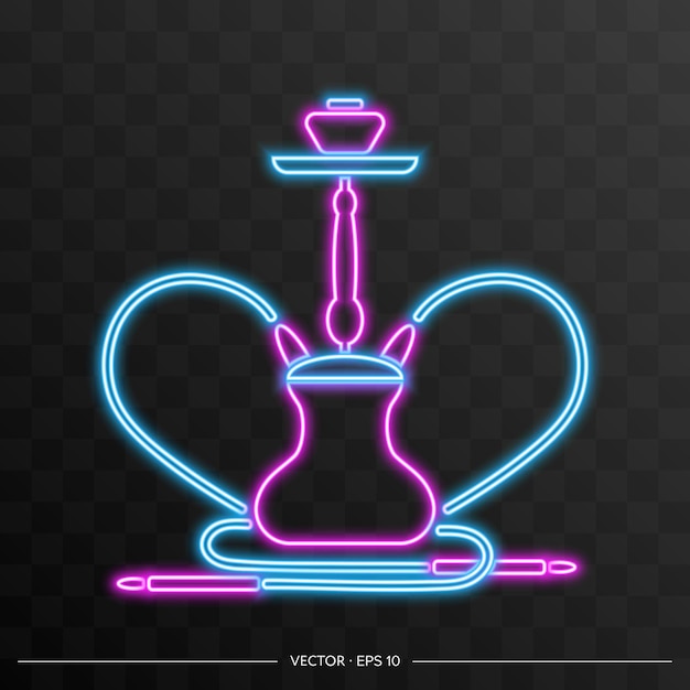Tabuleta de néon de cachimbo de água sinal de néon cachimbo de água para salão de café emblema bar árabe loja ilustração vetorial
