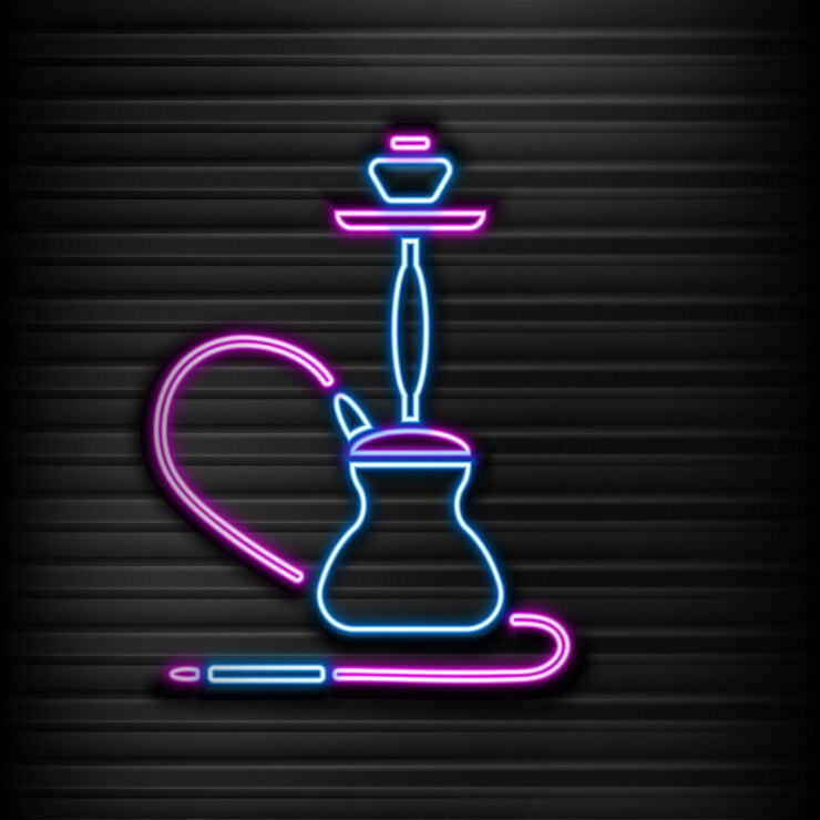 Vetor tabuleta de néon de cachimbo de água sinal de néon cachimbo de água para salão de café emblema bar árabe loja ilustração vetorial