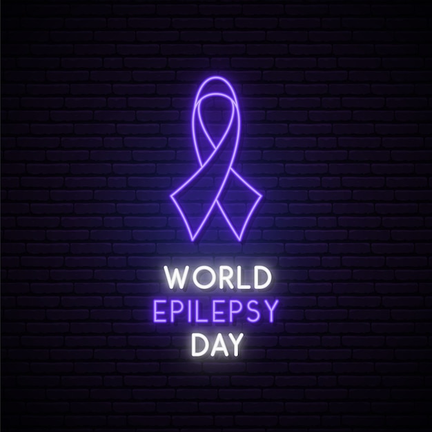 Tabuleta de néon do mundo epilepsia dia conceito.