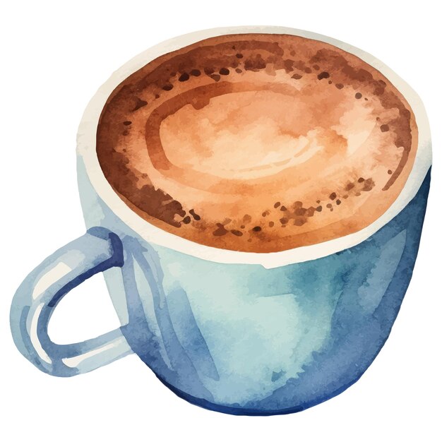 Vetor taça de café pintada a aquarela elemento de design desenhado à mão isolado em fundo branco