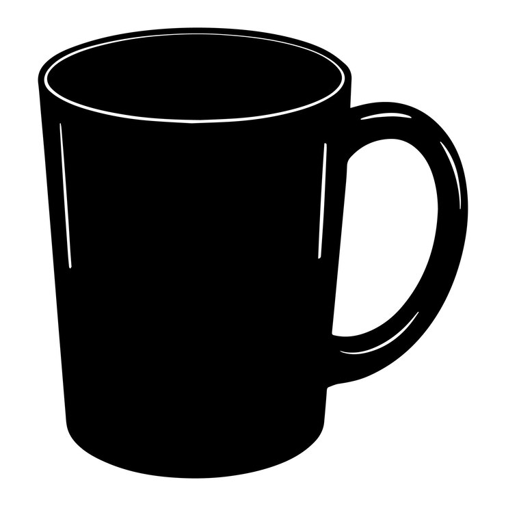 Vetor taça preta com alça