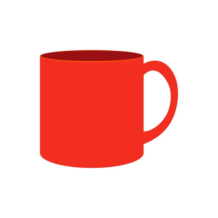 Vetor taça vermelha para café e chá pausa no escritório e em casa pratos para bebida quente da manhã para o café da manhã