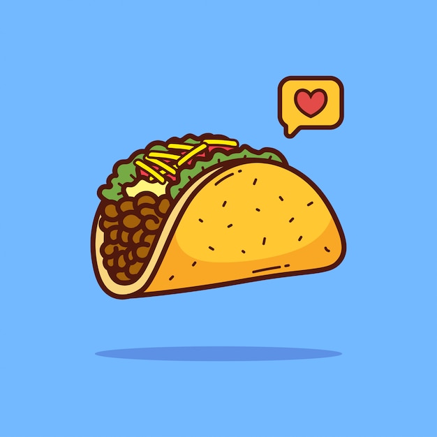 Taco cartoon doodle ilustração
