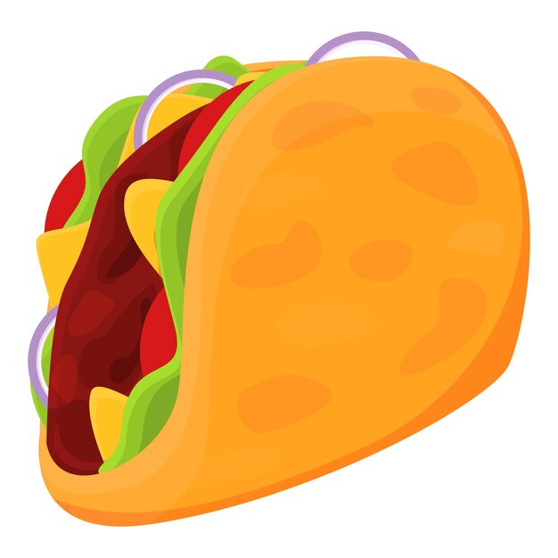 Vetor taco com ícone de cebola desenho animado de taco com ícone vetorial de cebola para web design isolado em fundo branco