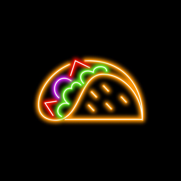Taco Food Line Estilo Neon
