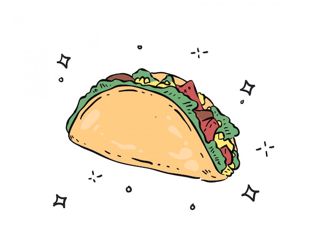 Vetor tacos doodle ilustração