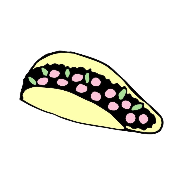 Tacos mexicanos, doodle colorido fofo