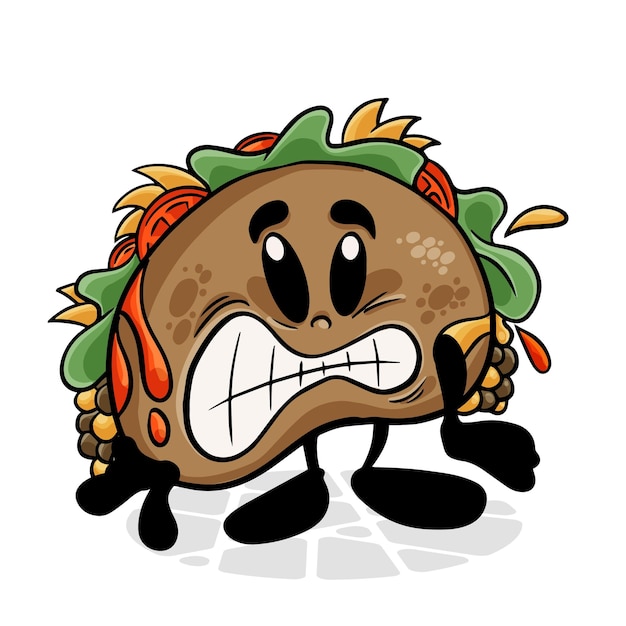 Tacos Personagem de desenho animado engraçado Fundo isolado do vetor