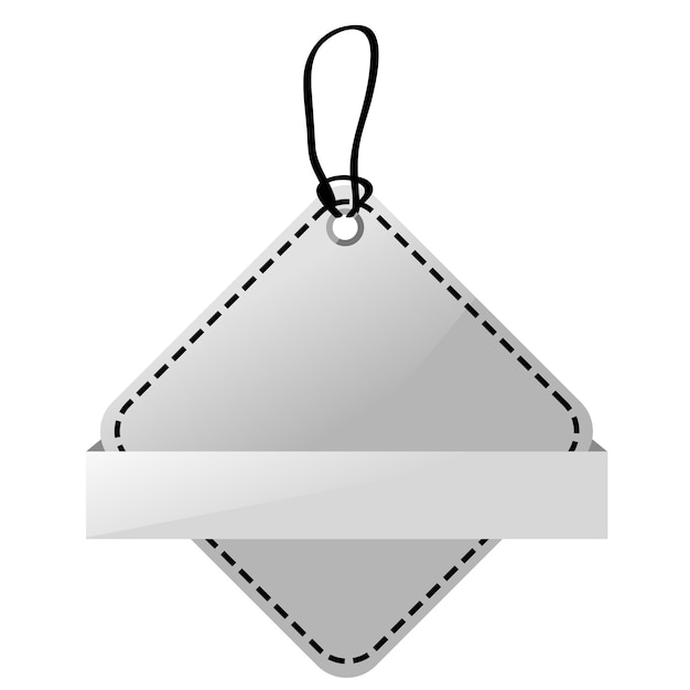 Vetor tag em branco de vetor simples cinza brilhante, preto e branco