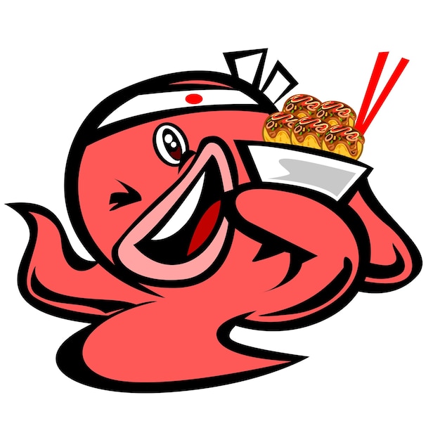 Vetor takoyaki yummy mascot logo vector design (desenho vetorial da mascote)