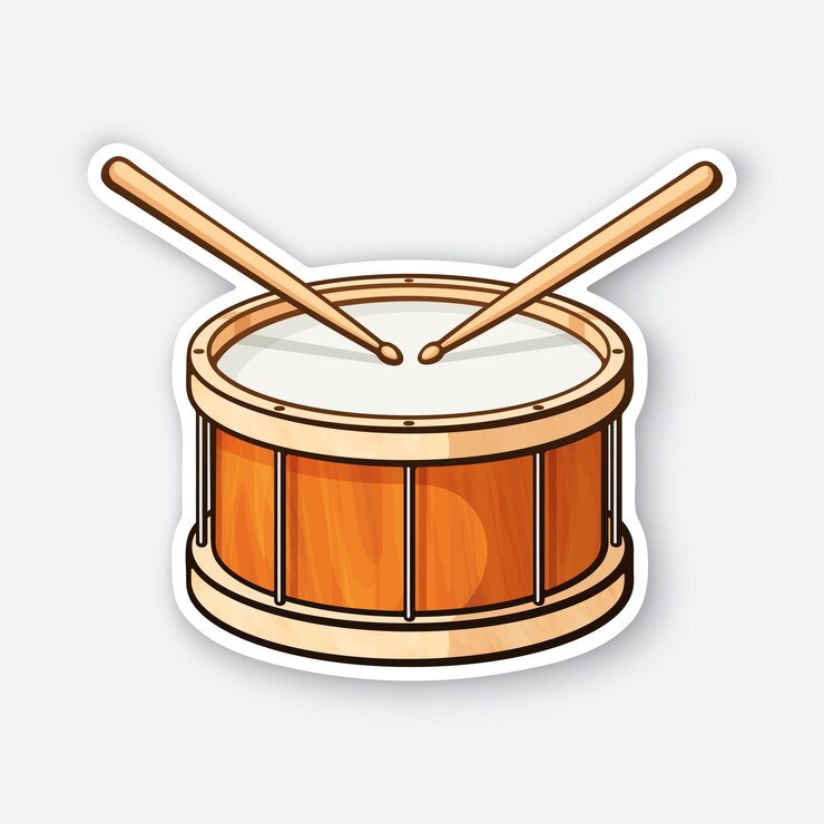 Vetor tambor de madeira clássico com baquetas ilustração em vetor instrumento musical de percussão