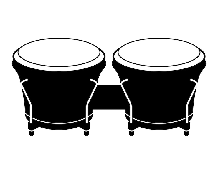 Vetor tambor silhueta, bongo tambores, instrumento musical de percussão afro-cubana