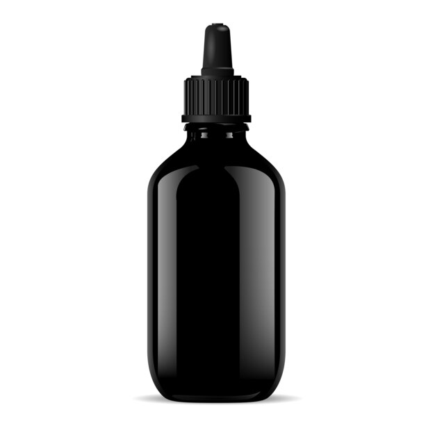 Tampa conta-gotas de frasco preto. produto médico, cosmético