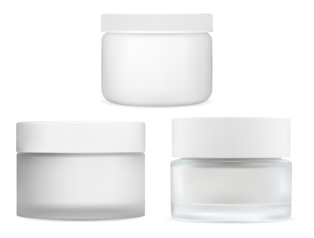 Tampa de plástico de maquete de frasco de creme branco Recipiente de manteiga de pele