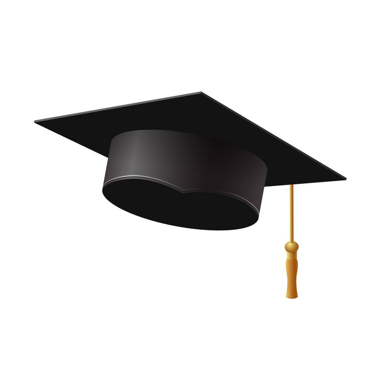 Vetor tampão da graduação no fundo branco, ilustração.
