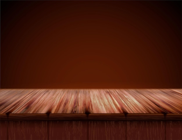 Vetor tampo de mesa de madeira retrô em ilustração 3d