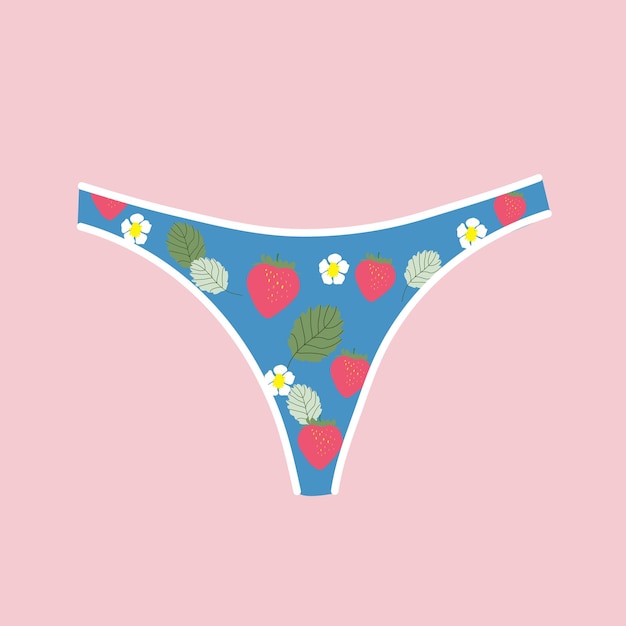 Tanga feminina com estampa de morango. roupas íntimas femininas modernas feitas à mão. roupas íntimas femininas da moda