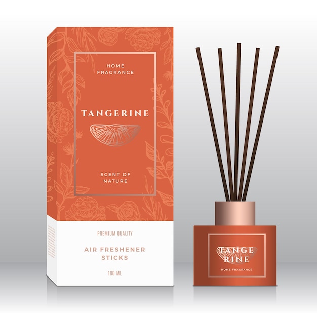 Tangerina casa fragrância varas modelo de caixa abstrata.