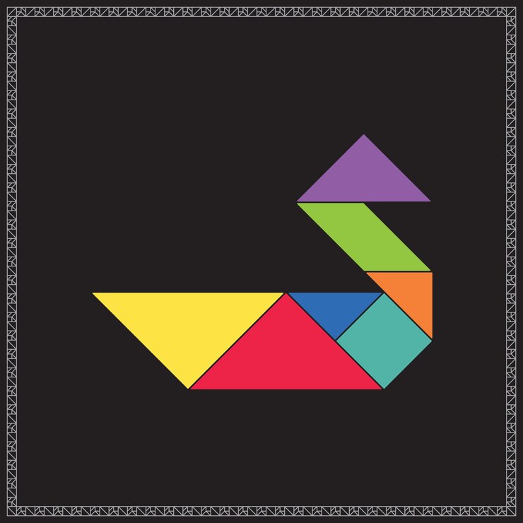 Vetor tangram puzzle duck vector ilustração geométrica colorida