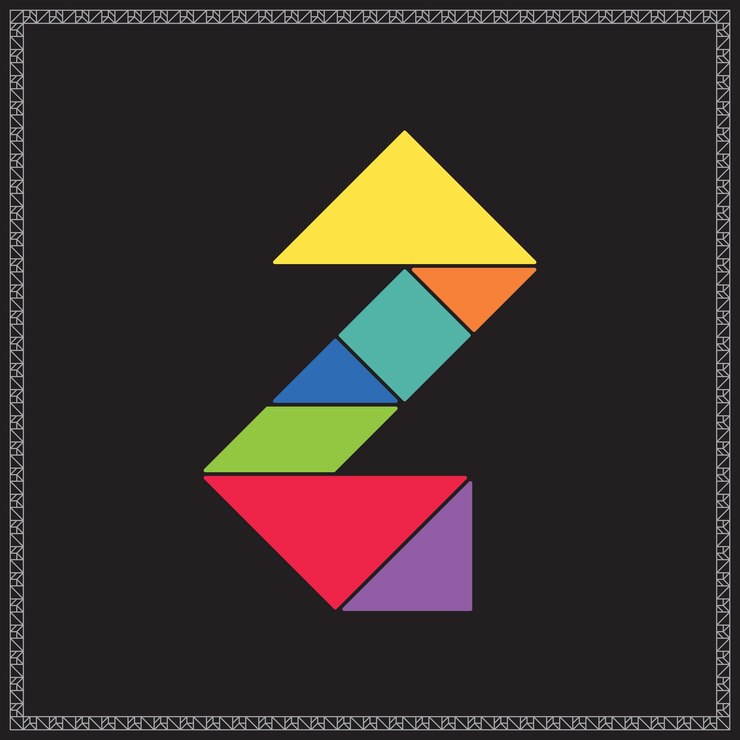 Vetor tangram puzzle letra z alfabeto ilustração geométrica colorida