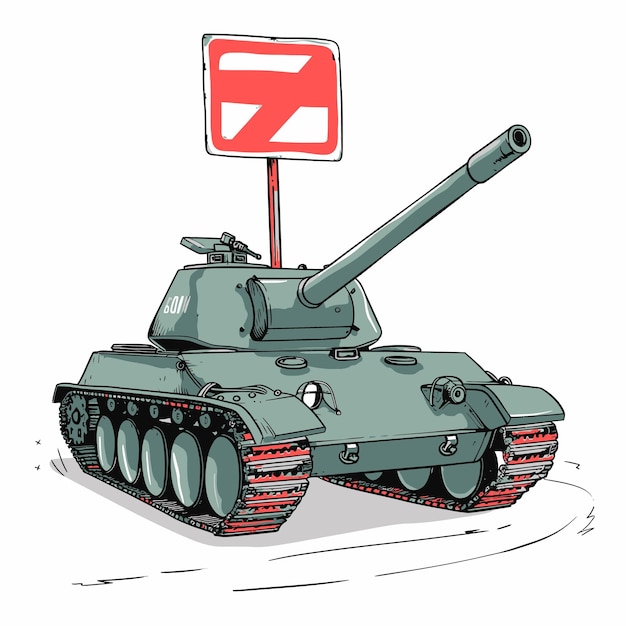 Vetor tank_against_the_background_sign_ban_vector