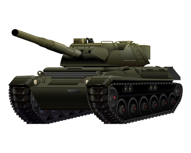 Tanque de batalha principal alemão leopard i em estilo realista veículo militar ilustração vetorial colorida detalhada isolada em fundo branco