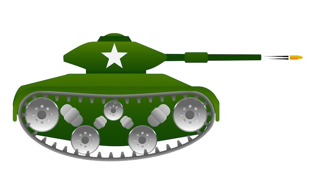 Vetor tanque de batalha principal quando atirou no alvo. ilustração em vetor tanque dos desenhos animados.