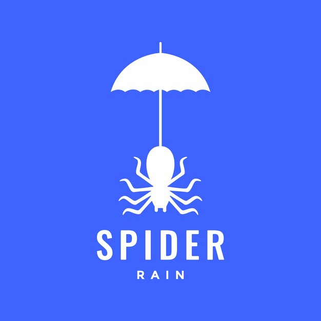 Vetor tarântula de aranha com modelo de ilustração vetorial de design de logotipo moderno de chuva de guarda-chuva