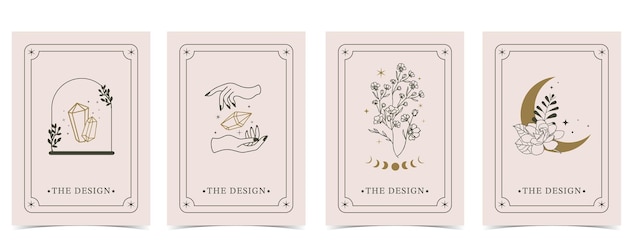 Tarô de cartas boho para design de ilustração vertical a4