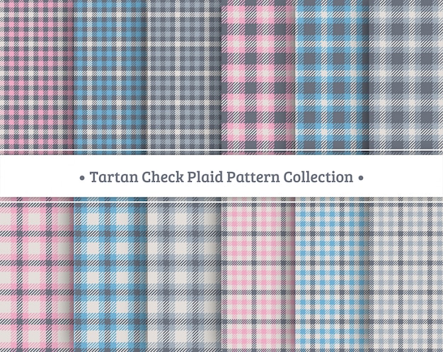 Vetor tartan check plaid seamless pattern set