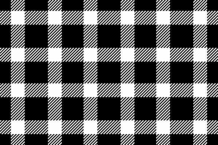 Vetor tartan de tecido sem costura de textura xadrez vetorial com uma verificação têxtil de fundo padrão em cores preto e branco