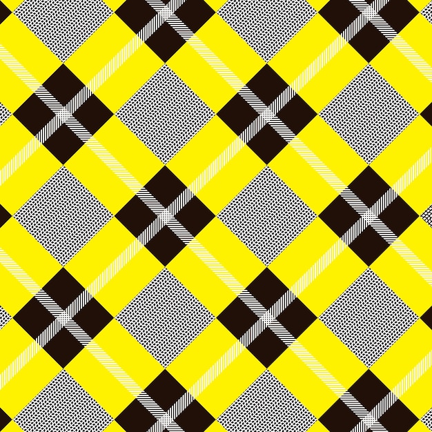 Tartan xadrez amarelo e preto lindo fundo ondulado sem costura