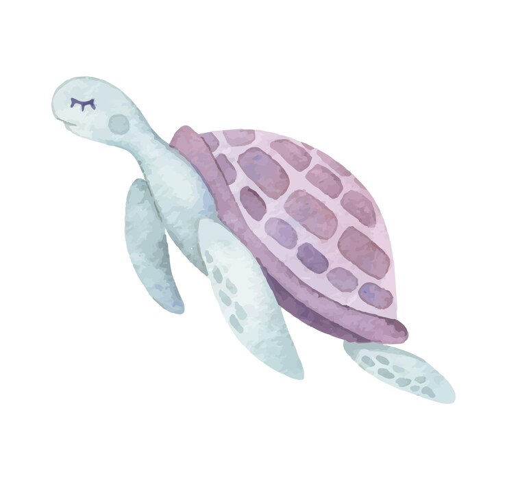 Vetor tartaruga de animais marinhos ilustração desenhada à mão marinha em aquarela