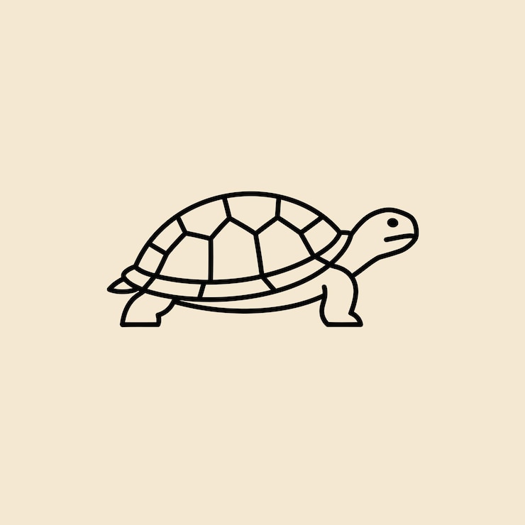 Vetor tartaruga de arte de linha simples