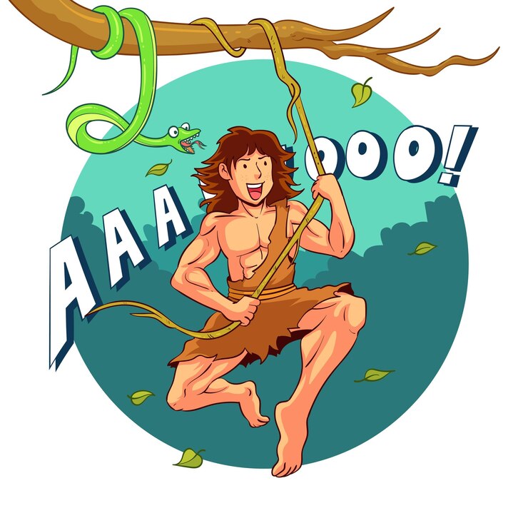 tarzan balançando na floresta